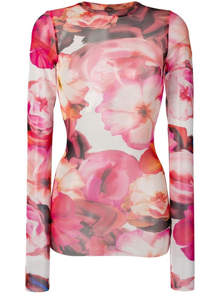 Msgm Floral Print Sweatshirt - Pink