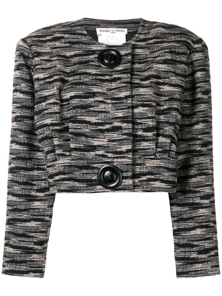 Balmain Pre-owned Patterned Crop Jacket - Black
