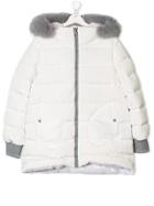 Herno Kids Teen Fur-trimmed Puffer Jacket - White