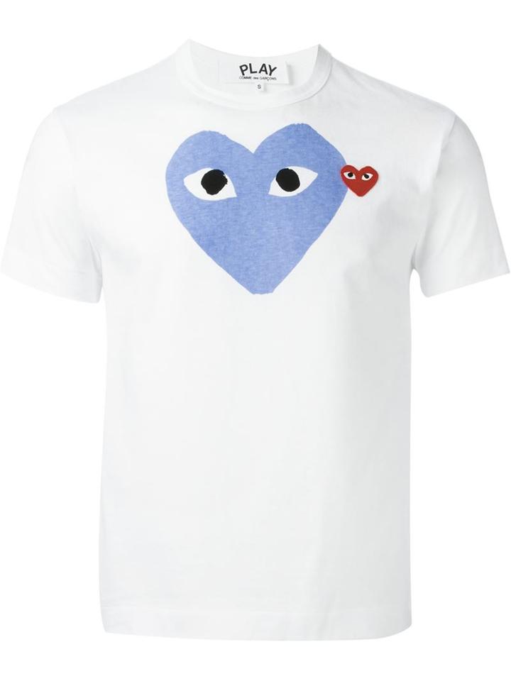 Comme Des Garçons Play Printed Heart T-shirt, Men's, Size: Xl, White, Cotton