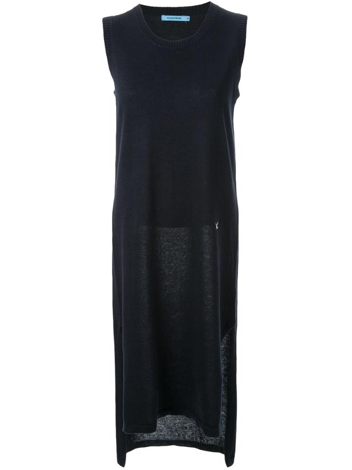 Guild Prime Contrast Embroidered Detail Fitted Knitted Dress - Blue