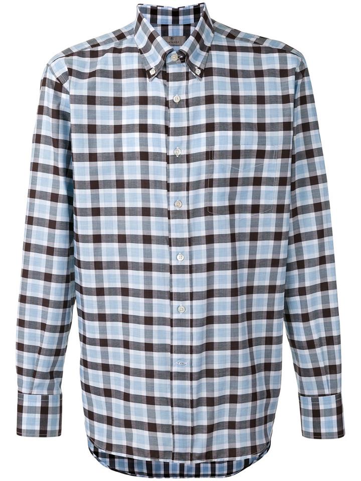 Canali - Checked Shirt - Men - Cotton - Xxl, Blue, Cotton