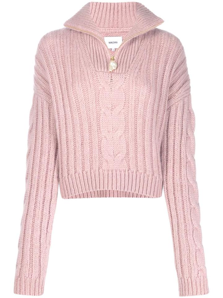 Nanushka High-neck Cable-knit Sweater - Pink