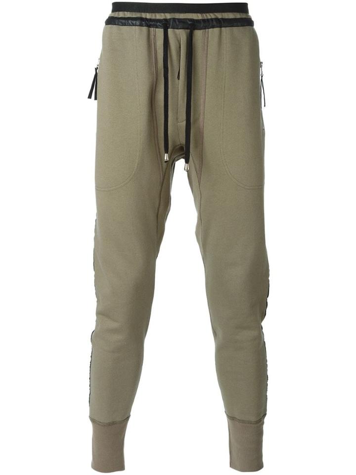 Unconditional Drawstring Piped Tapered Track Pants - Green