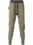 Unconditional Drawstring Piped Tapered Track Pants - Green