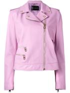 Versace Classic Biker Jacket, Women's, Size: 46, Pink/purple, Lamb Skin/spandex/elastane/rayon