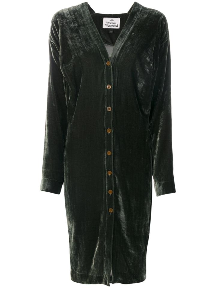 Vivienne Westwood Buttoned V-neck Dress - Green