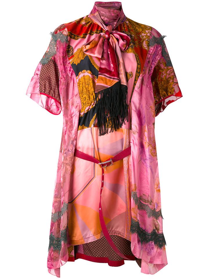 Sacai - Draped Scarf Dress - Women - Silk/nylon/polyester/rayon - 1, Pink/purple, Silk/nylon/polyester/rayon