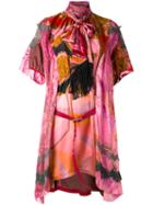 Sacai - Draped Scarf Dress - Women - Silk/nylon/polyester/rayon - 1, Pink/purple, Silk/nylon/polyester/rayon