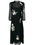 Red Valentino Floral Patch Maxi Dress - Black