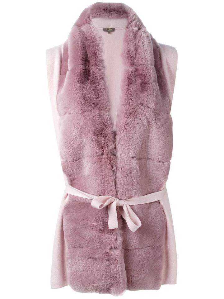 N.peal Furry Detail Cardi-coat, Women's, Size: Small, Pink/purple, Rabbit Fur/cashmere