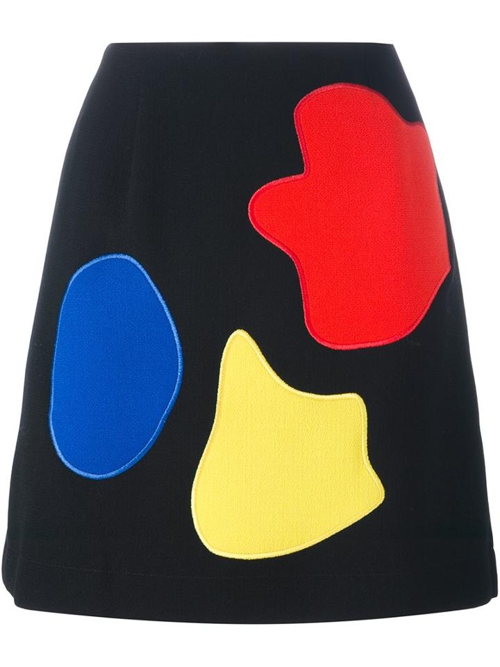 Peter Jensen Patched A-line Skirt, Women's, Size: Xs, Black, Silk/wool