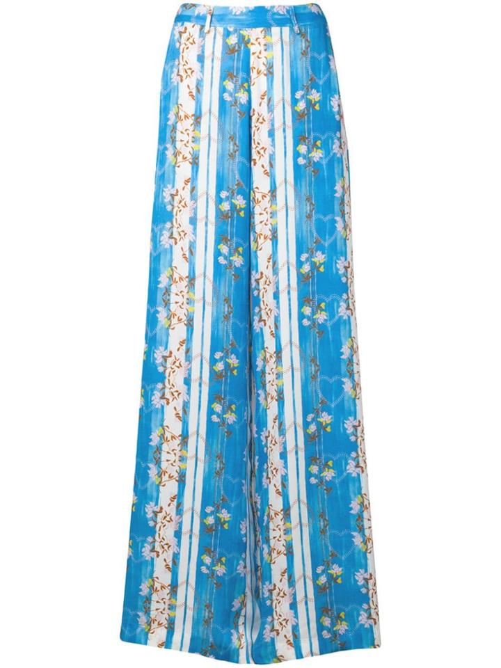 Marco Rambaldi Floral Print Palazzo Trousers - Blue