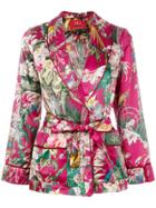 F.r.s For Restless Sleepers Floral Waist-tied Blazer - Pink & Purple