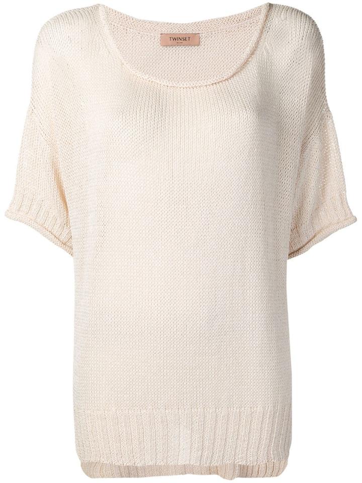 Twin-set Slouchy Half-sleeve Sweater - Neutrals