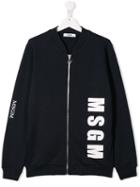 Msgm Kids Teen Logo Printed Jacket - Blue