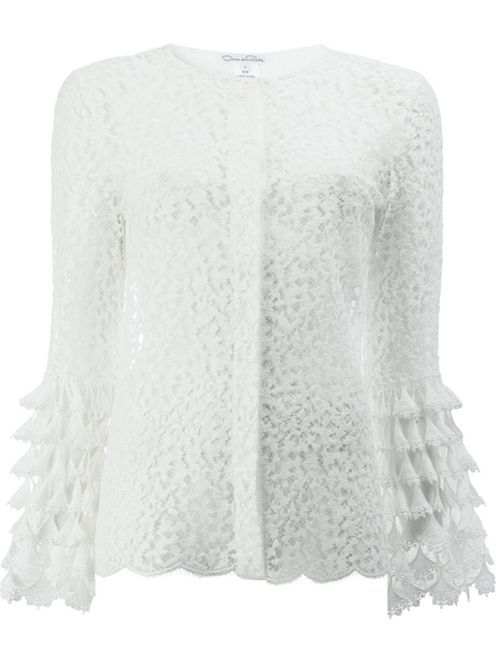 Oscar De La Renta Lace Blouse - White