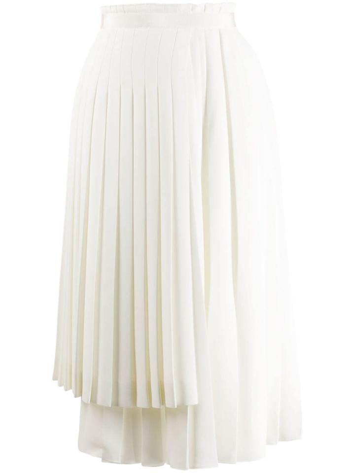 Ermanno Scervino Asymmetric Pleated Midi Skirt - White