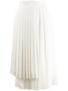 Ermanno Scervino Asymmetric Pleated Midi Skirt - White