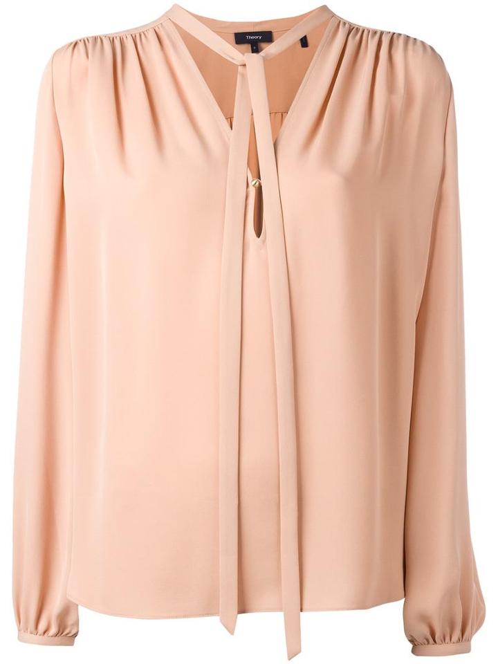 Theory Tied Neck Blouse, Women's, Size: Xs, Pink/purple, Silk