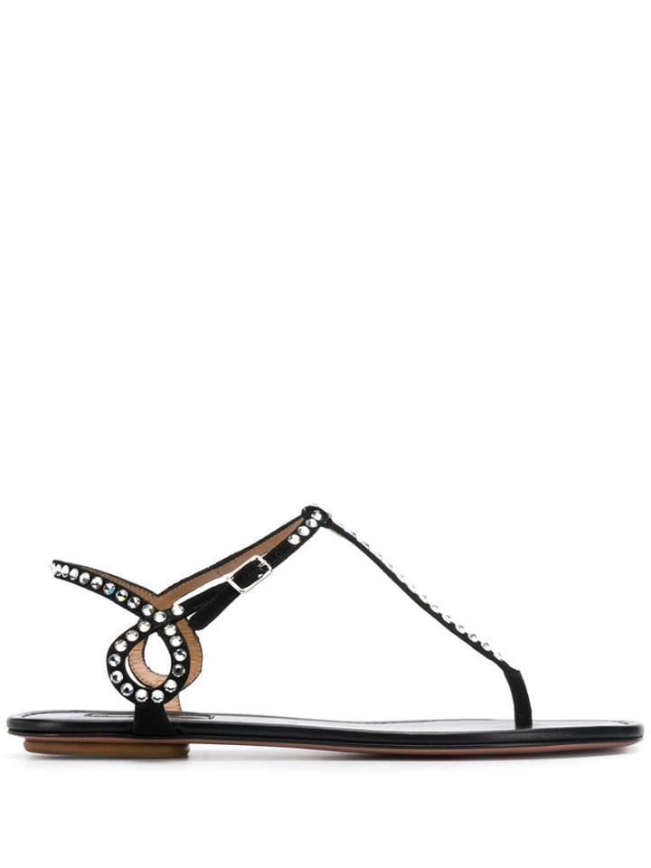 Aquazzura Gem Embellished Sandals - Black