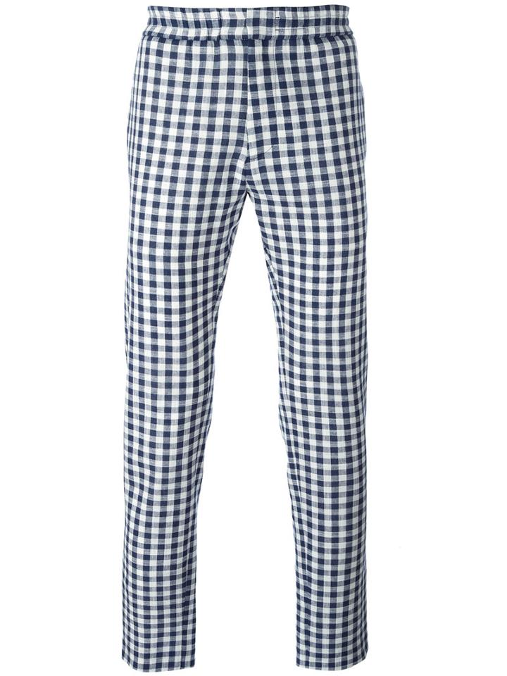 Msgm Checked Tapered Trousers, Men's, Size: 52, White, Cotton