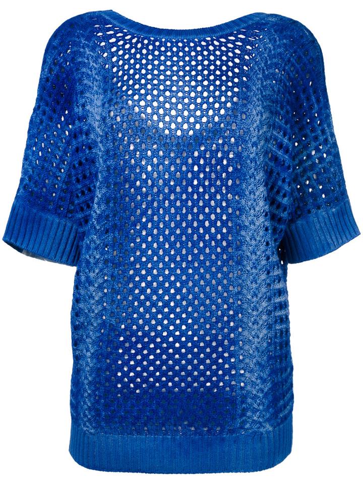 Agnona - Knit Top - Women - Cashmere - 40, Women's, Blue, Cashmere