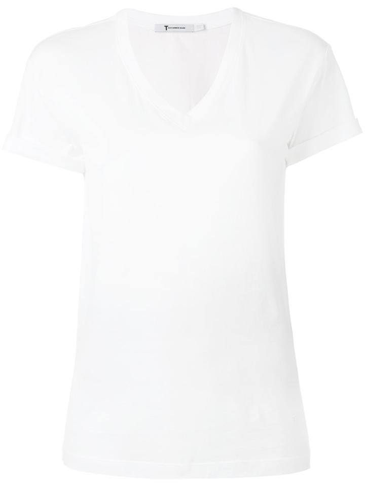 T By Alexander Wang V-neck T-shirt, Women's, Size: Medium, White, Cotton