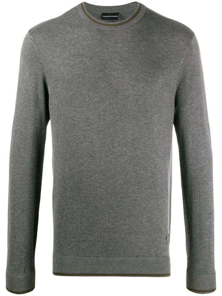 Emporio Armani Relaxed-fit Two-tone Jumper - Grey