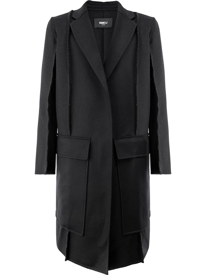 Yang Li Raw Edge Coat - Black