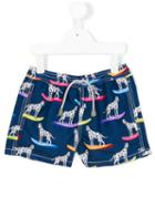 Mc2 Saint Barth Kids - Dog Print Swim Shorts - Kids - Polyamide/polyester/spandex/elastane - 12 Yrs, Blue