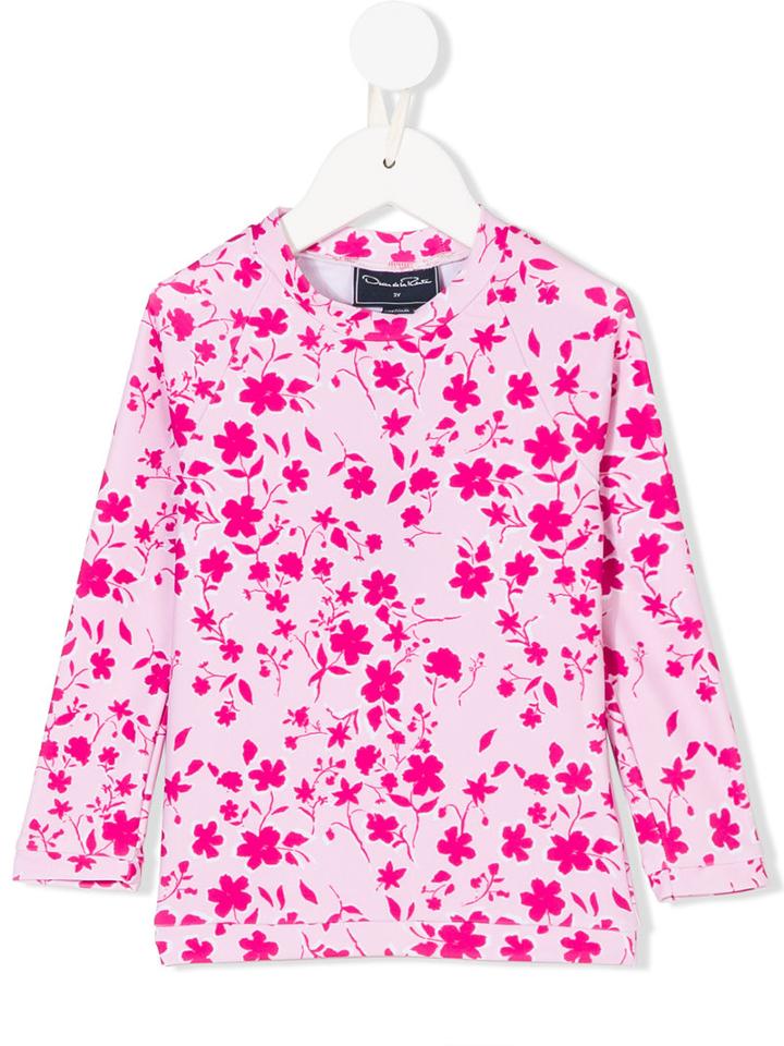 Oscar De La Renta Kids - Floral Print Top - Kids - Polyester/spandex/elastane - 8 Yrs, Pink/purple