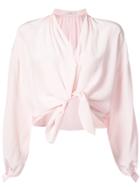 Tome Cropped Tie Waist Blouse - Pink & Purple