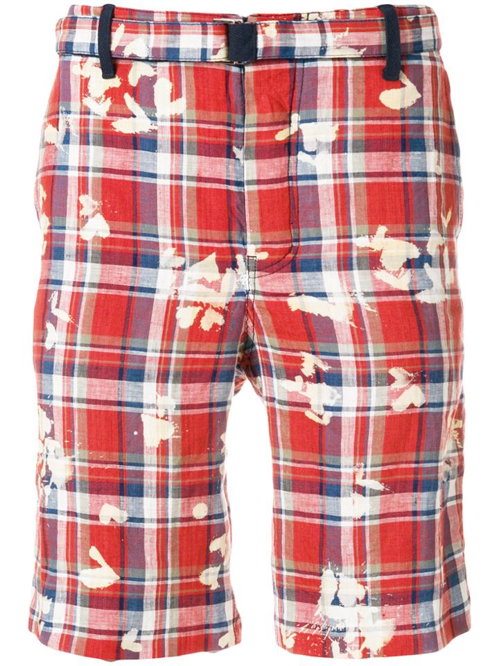 Sacai Printed Checked Shorts - Red