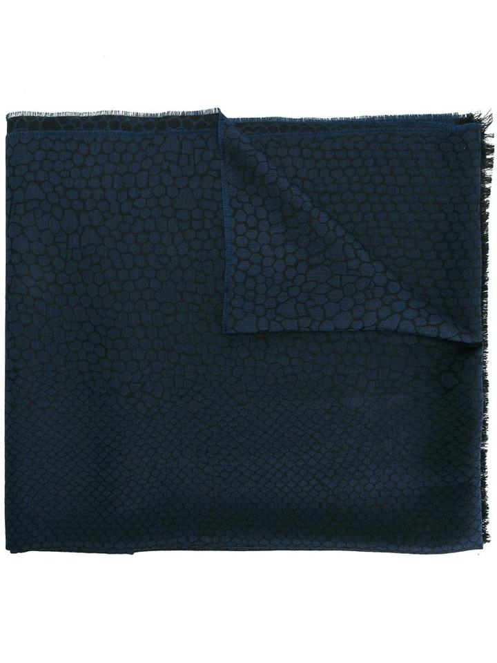 Lanvin Snakeskin Effect Print Scarf, Men's, Blue, Silk/wool
