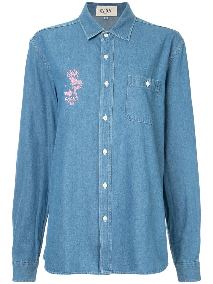 G.v.g.v.flat Printed Denim Shirt - Blue