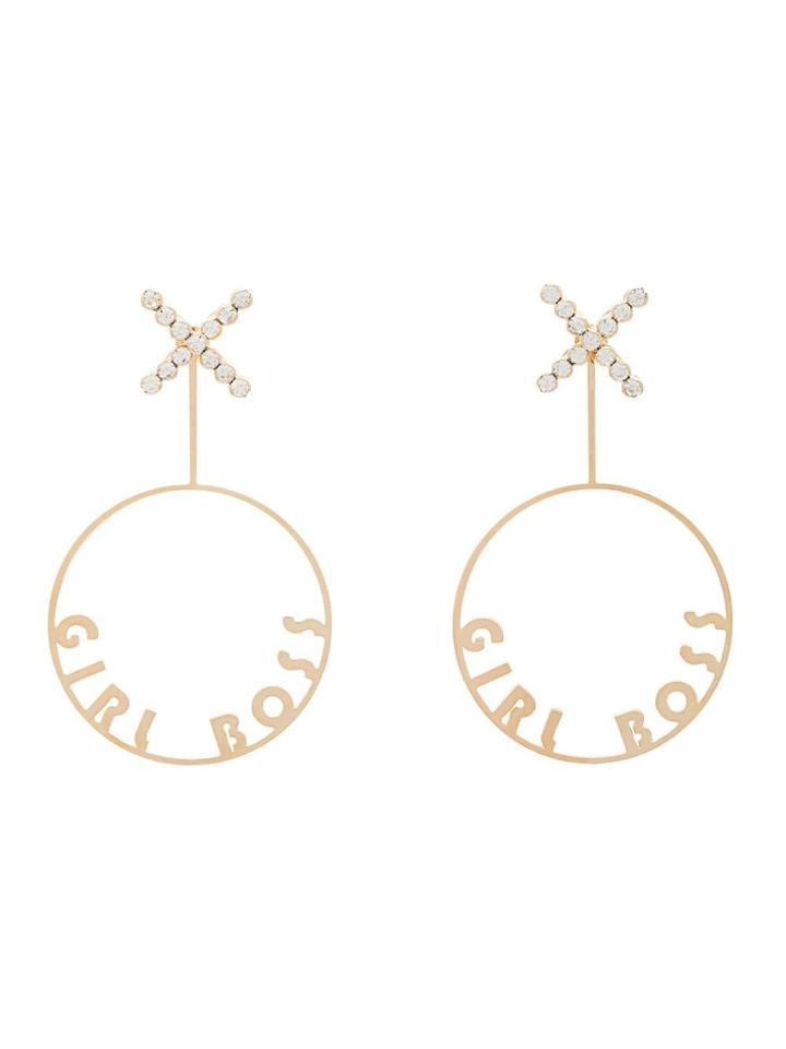 Anton Heunis Gold Metallic Girl Boss Swarovski Crystal Embellished