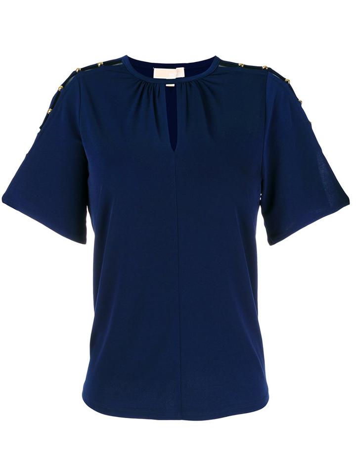 Michael Michael Kors - Cut-out Embellished Blouse - Women - Polyester/spandex/elastane - S, Women's, Blue, Polyester/spandex/elastane