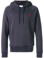 Ami Alexandre Mattiussi Hoodie With Red Ami De Coeur Embroidery - Blue