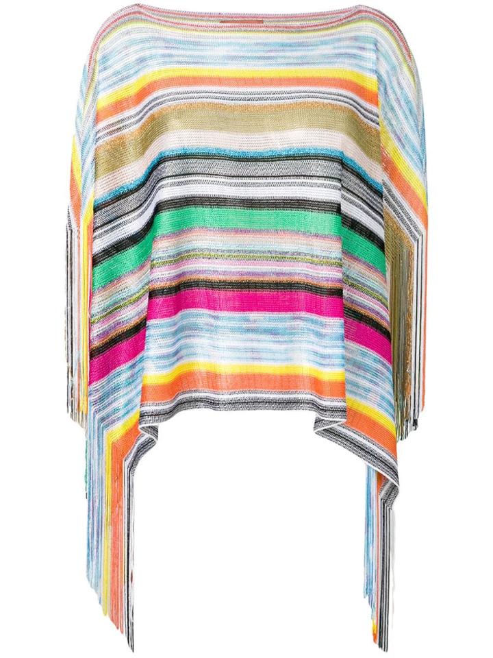 Missoni Striped Knit Poncho - Blue