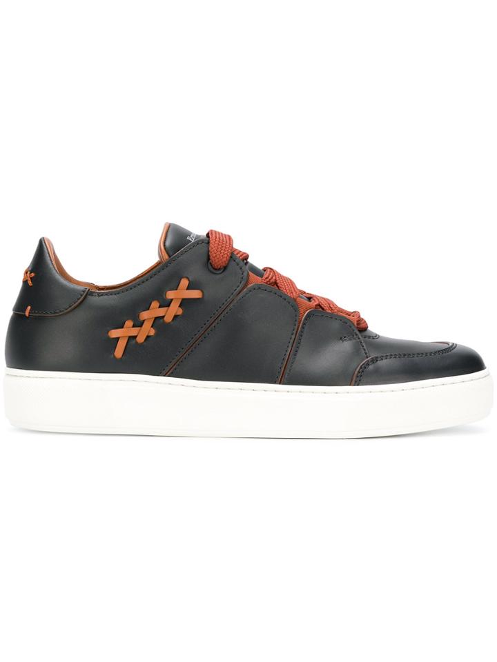 Ermenegildo Zegna Crisscross Detail Sneakers - Black