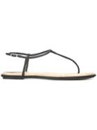 René Caovilla Embellished Satin Sandals - Black