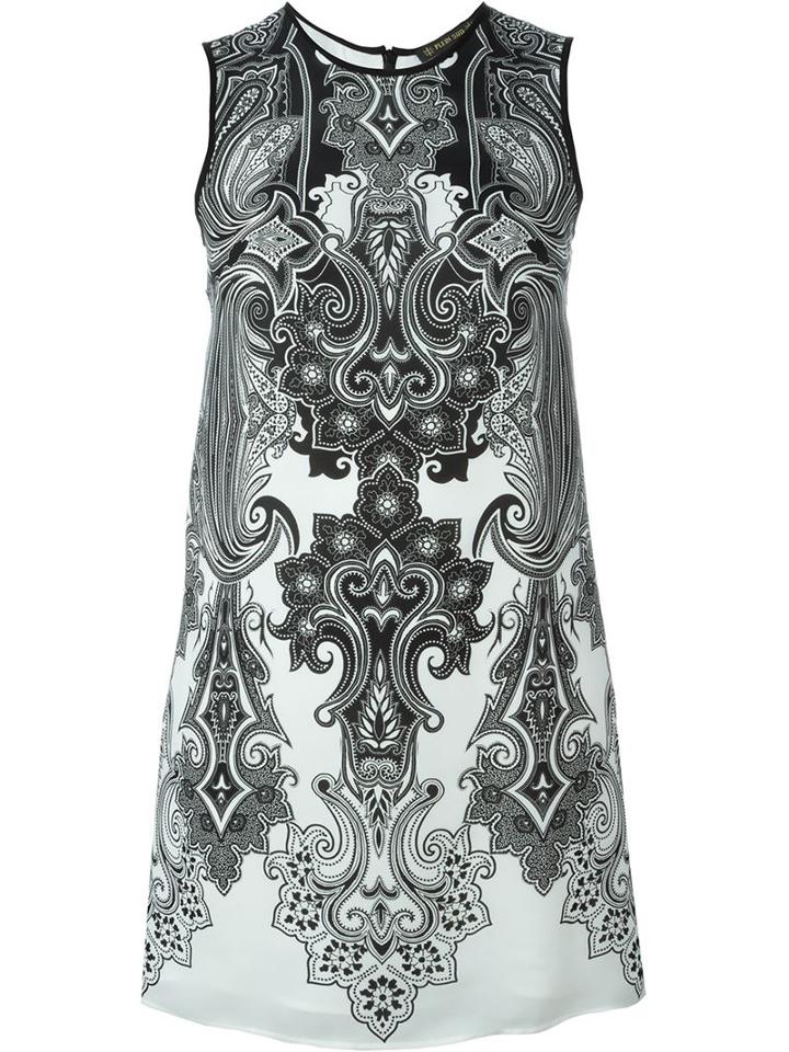 Plein Sud Short Paisley Print Dress, Women's, Size: 36, Black, Silk
