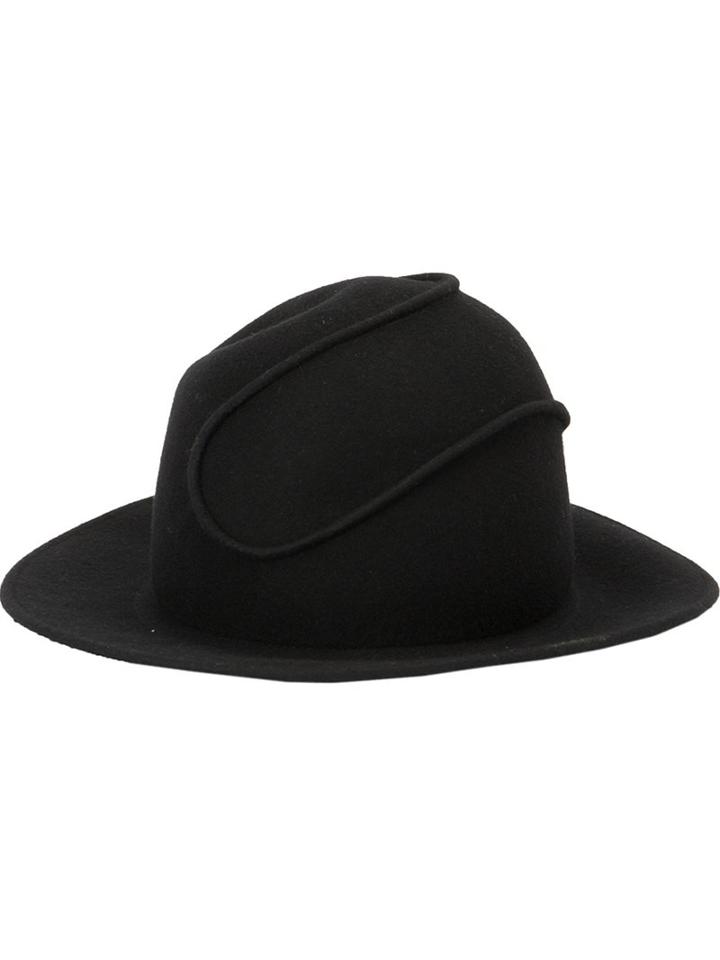 Ca4la Detailed Fedora Hat, Men's, Black, Wool
