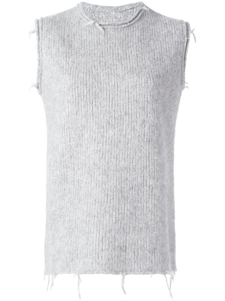 Maison Margiela Raw Edge Knitted Top, Women's, Size: Small, Grey, Alpaca/wool/polyamide