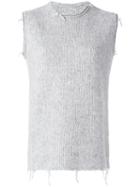 Maison Margiela Raw Edge Knitted Top, Women's, Size: Small, Grey, Alpaca/wool/polyamide