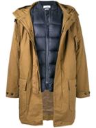 Closed Hooded Zipped Coat - Brown