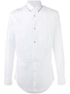 Dolce & Gabbana Pronounced Bib Shirt, Men's, Size: 39, White, Silk/cotton