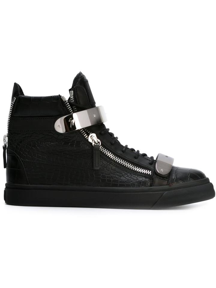 Giuseppe Zanotti Design Coby Hi-top Sneakers, Men's, Size: 41.5, Black, Leather/rubber/metal Other