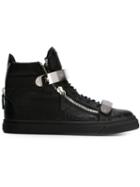 Giuseppe Zanotti Design Coby Hi-top Sneakers, Men's, Size: 41.5, Black, Leather/rubber/metal Other